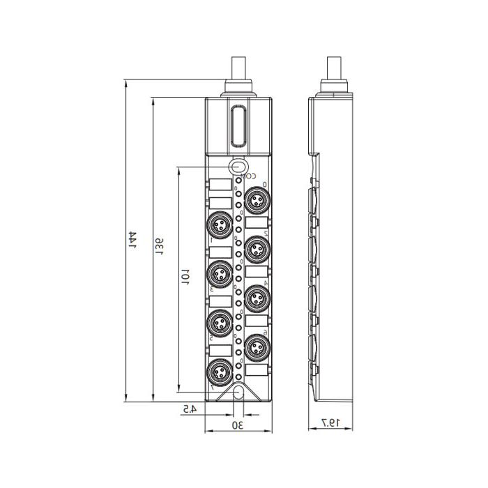 M8分线盒、单通道、NPN、8端口一体式、带LED、PUR柔性电缆、黑色护套、23N801-XXX